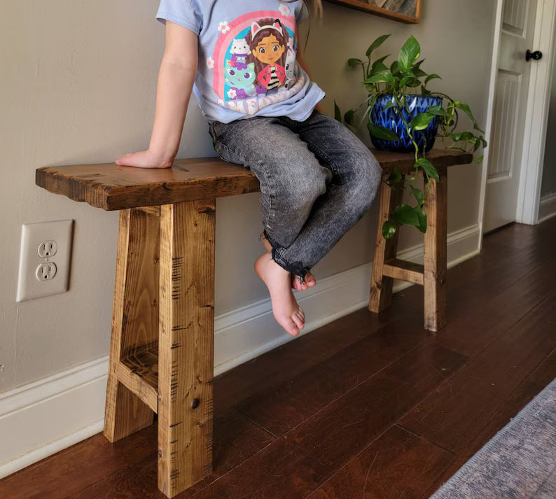 Solid wood rustic entryway bench / end of bed bench / window bench / plant bench