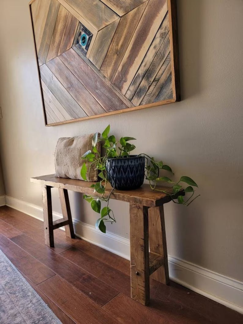 Solid wood rustic entryway bench / end of bed bench / window bench / plant bench